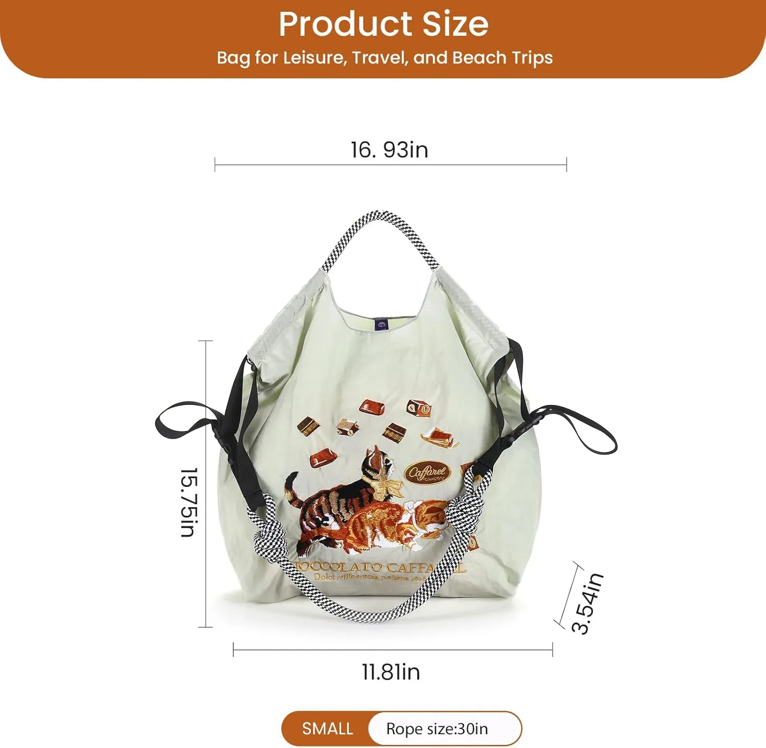 Ball&Chain Women Embroidery Shoulder Handbag Nylon Pockets Bag Ladies Crossbody Purse Fashion Tote Handle Satchel,15x16 in