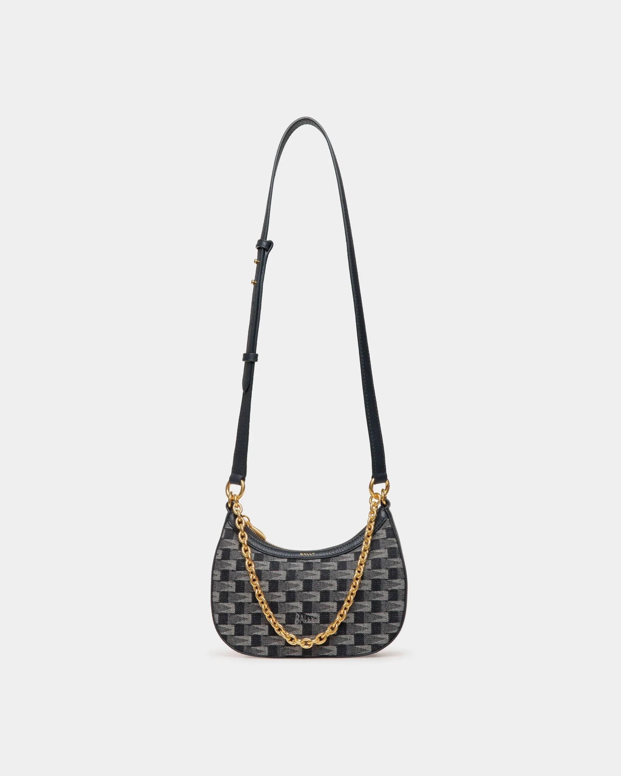 Bar Mini Crossbody Bag in Pennant Motif Denim