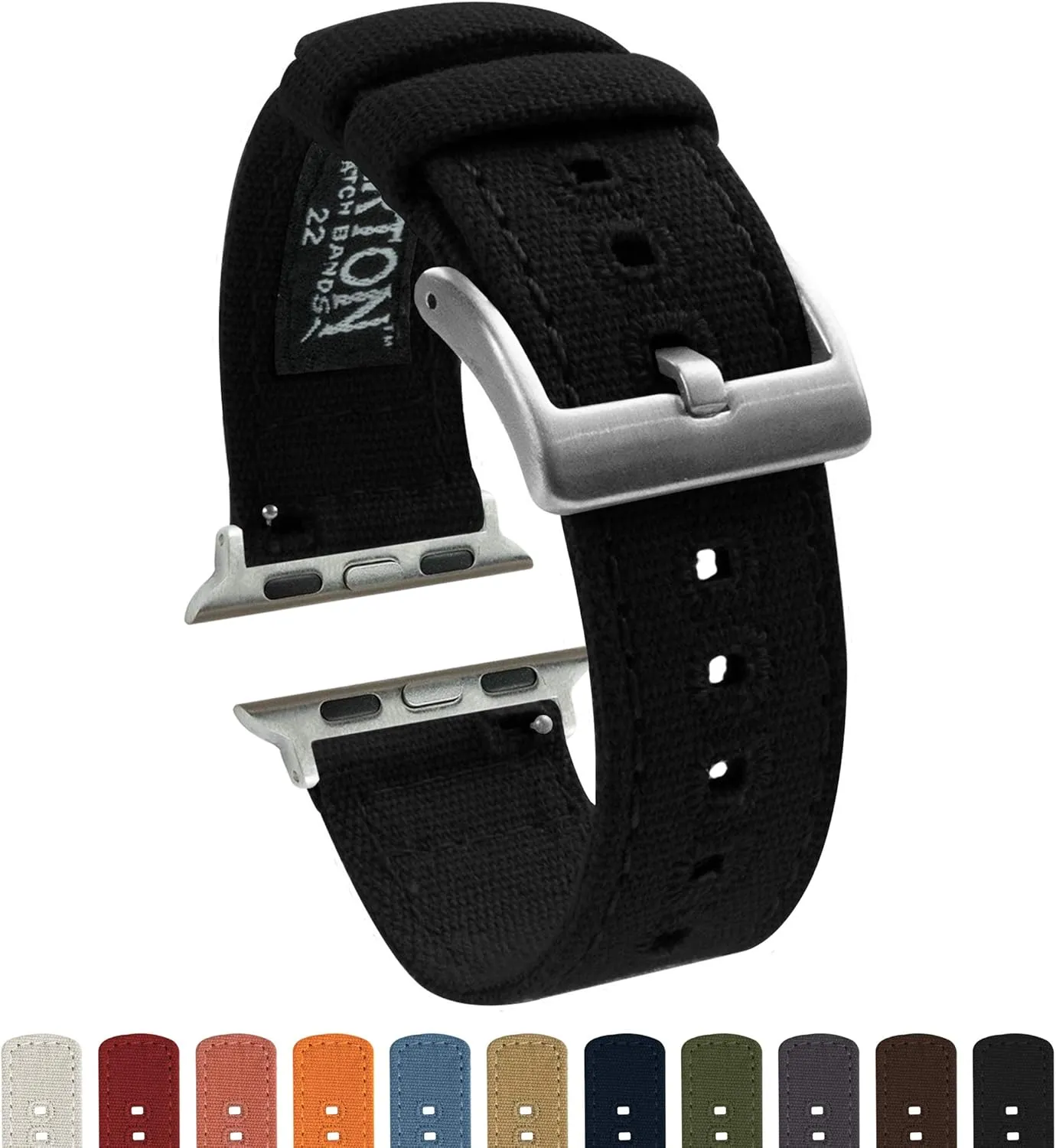 BARTON WATCH BANDS - Canvas Watch Bands Compatible with Apple Watch Models - 1, 2, 3, 4, 5, 6, 7, 8, 9, 10, SE, Ultra & Ultra 2