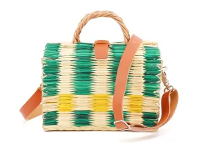 Basket Bag Organic Reed with Leather Shoulder Strap, Medium Size Handcrafted Hand bag, Portugal