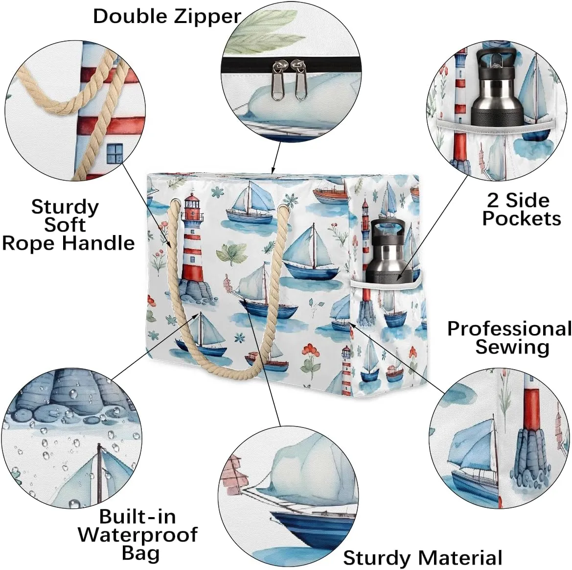 Beach Tote Bag, Large Waterproof Swim Pool Bag Summer Travel Beach Bag