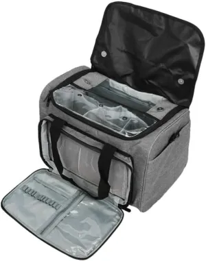 Beatifufu Woolen Yarn Storage Bag Kit Large Capacity Travel Bag Craft Organizer Zipper Sealing Buckle Strap (Grey)