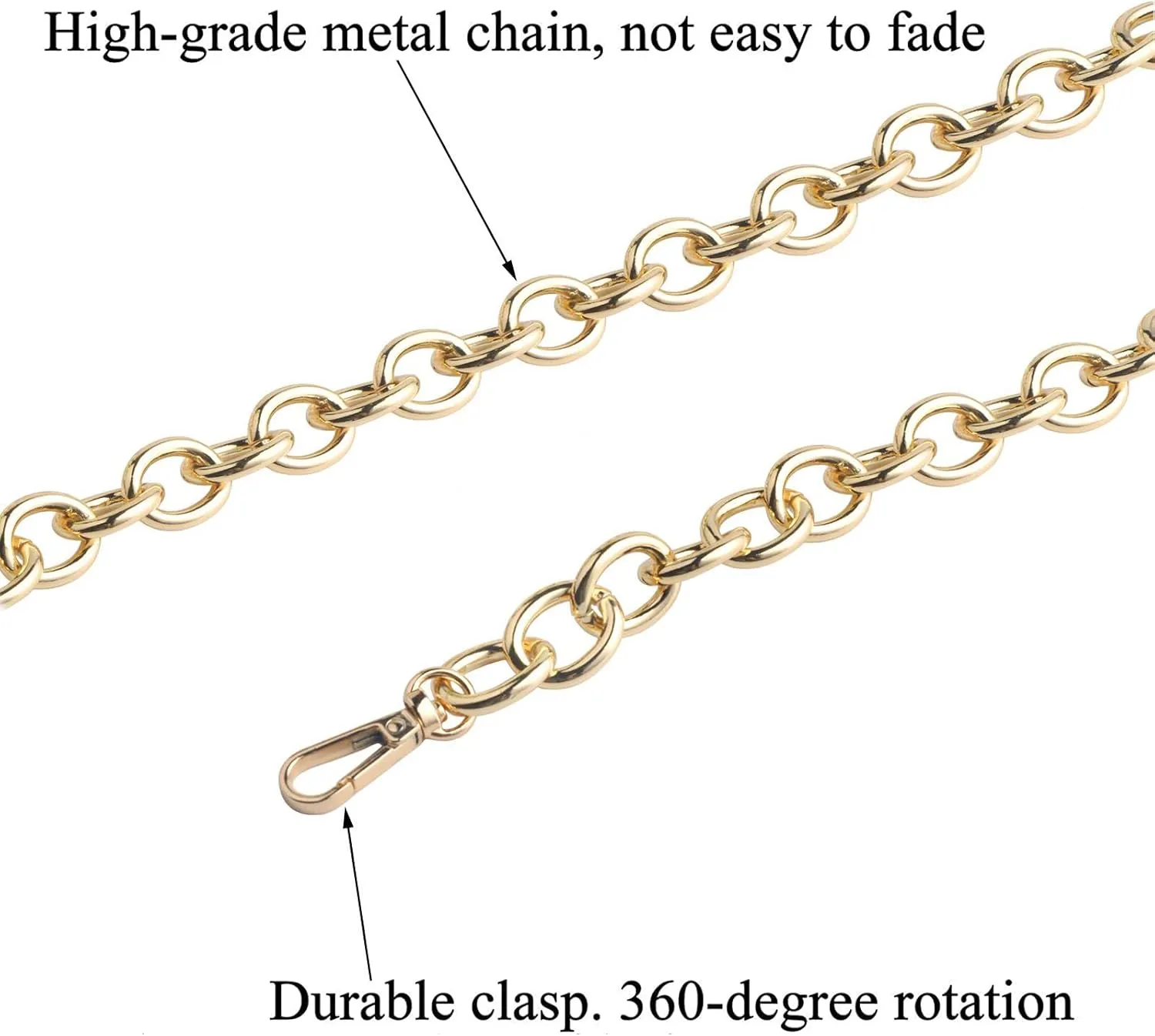 BEAULEGAN Purse Chain Handles Replacement for Handbag or Shoulder Bag 2 PCS, 15.7 Inch Long (Gold)