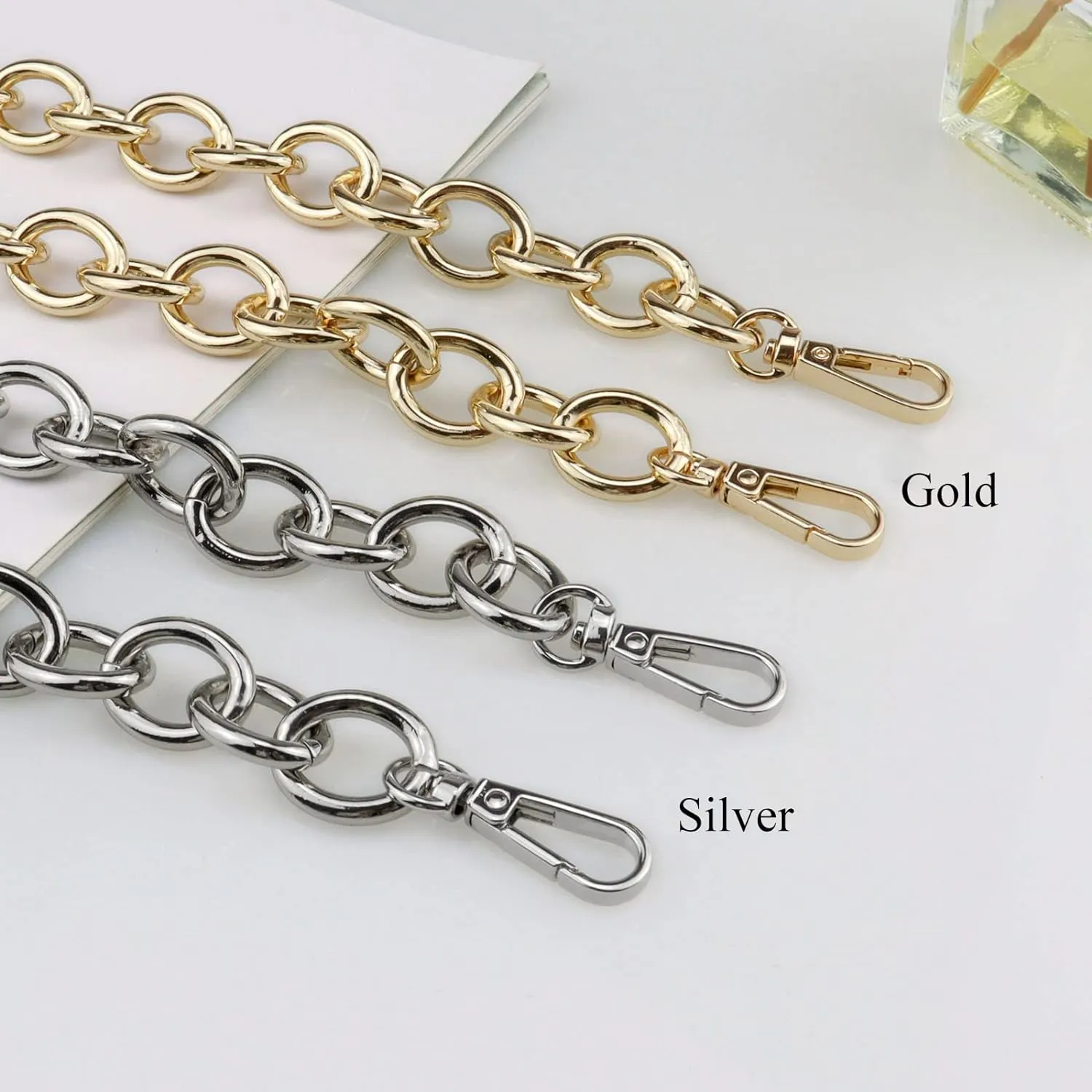 BEAULEGAN Purse Chain Handles Replacement for Handbag or Shoulder Bag 2 PCS, 15.7 Inch Long (Gold)