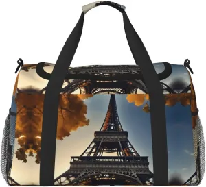 Beautiful Eiffel Tower Paris print Large Canvas Travel Duffel Bag Weekender Bags for Women Overnight Bag Carry On Tote Bag