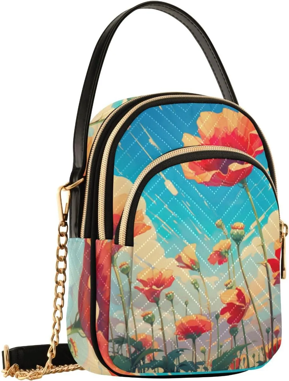Beautiful Peacocks in Branches with Fruit Small Handbag with Shoulder Strap, Crossbody Shoulder Bags for Women