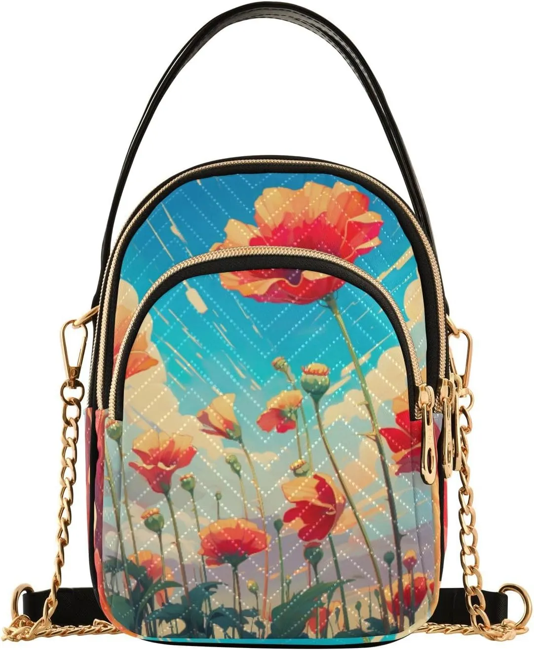 Beautiful Peacocks in Branches with Fruit Small Handbag with Shoulder Strap, Crossbody Shoulder Bags for Women