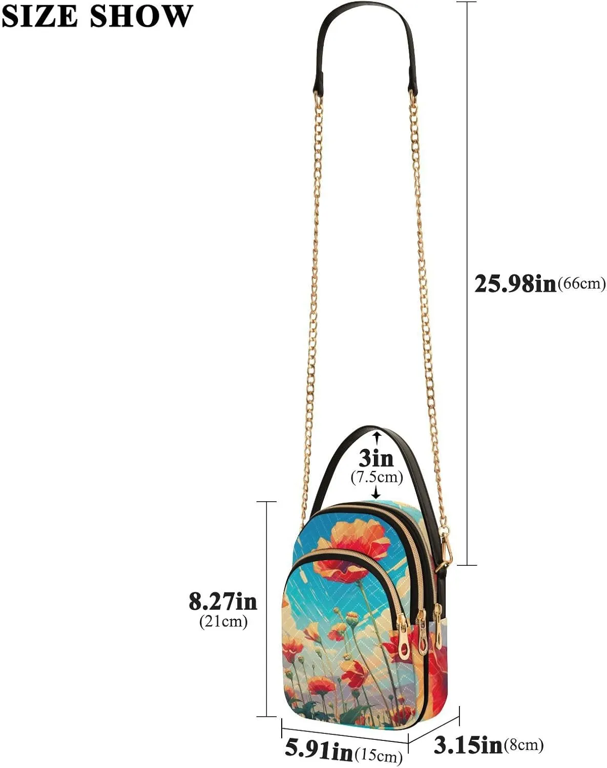 Beautiful Peacocks in Branches with Fruit Small Handbag with Shoulder Strap, Crossbody Shoulder Bags for Women