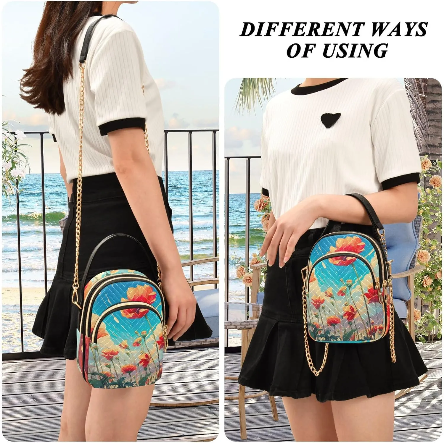 Beautiful Peacocks in Branches with Fruit Small Handbag with Shoulder Strap, Crossbody Shoulder Bags for Women