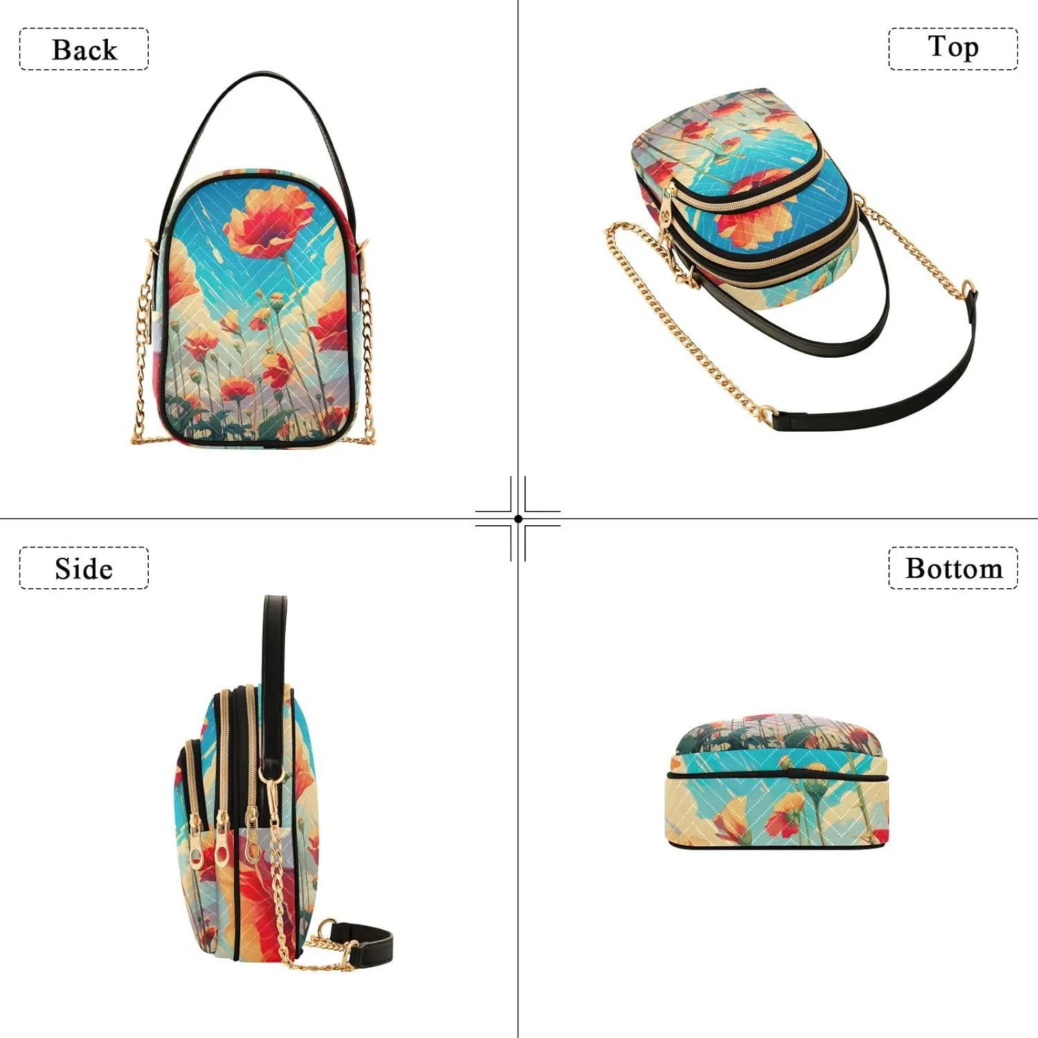 Beautiful Peacocks in Branches with Fruit Small Handbag with Shoulder Strap, Crossbody Shoulder Bags for Women