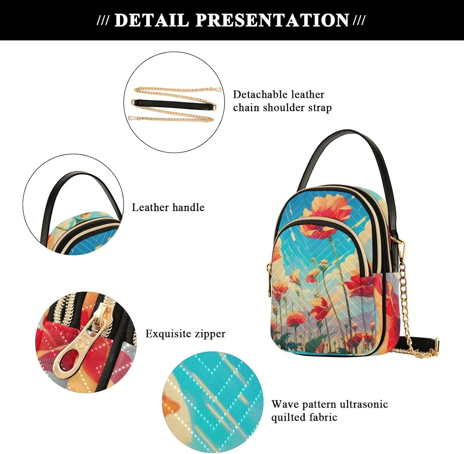 Beautiful Peacocks in Branches with Fruit Small Handbag with Shoulder Strap, Crossbody Shoulder Bags for Women