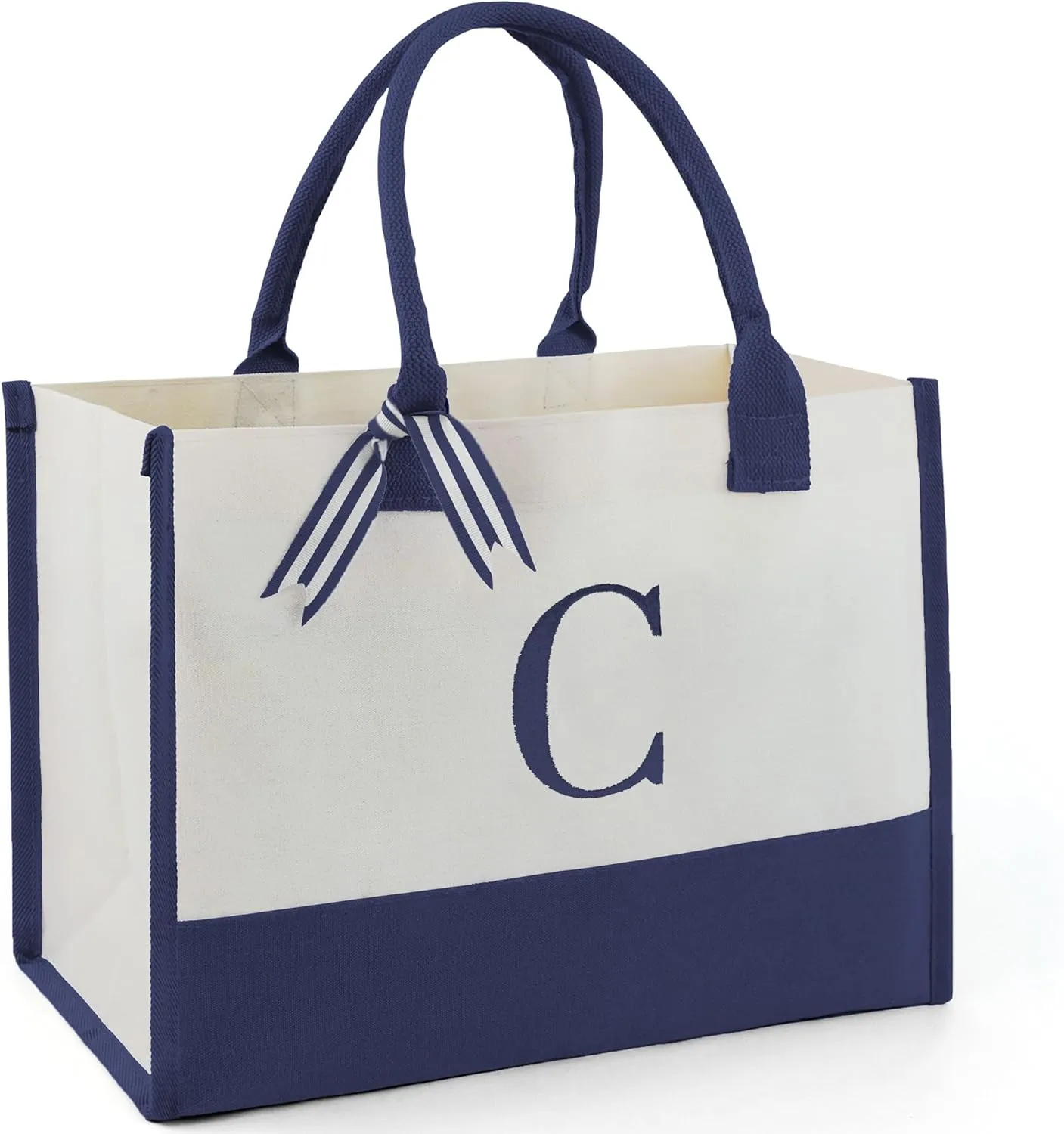 BeeGreen Birthday Gifts For Women 13oz Canvas Tote Bag with Pocket Initial Gifts For Sister Mom Friends Teacher