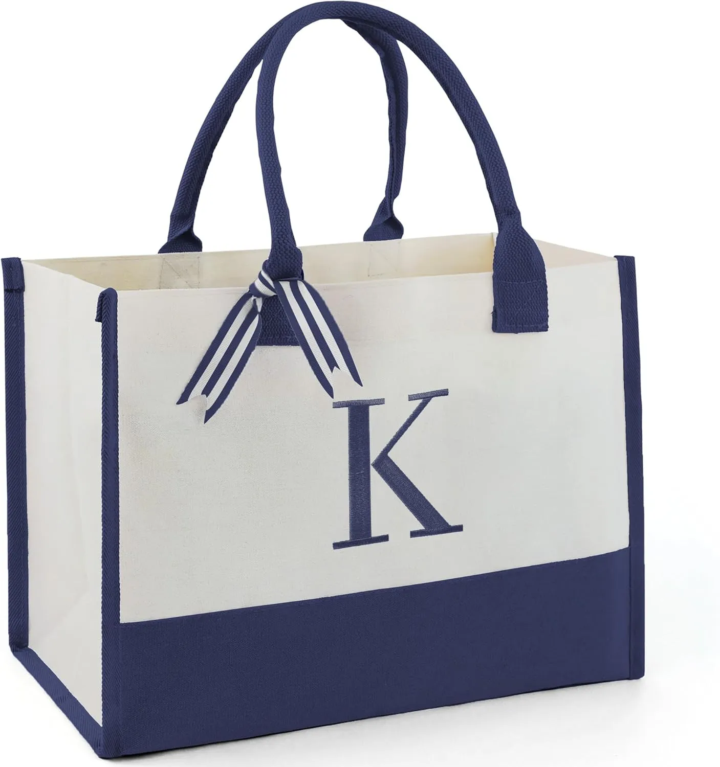 BeeGreen Birthday Gifts For Women 13oz Canvas Tote Bag with Pocket Initial Gifts For Sister Mom Friends Teacher