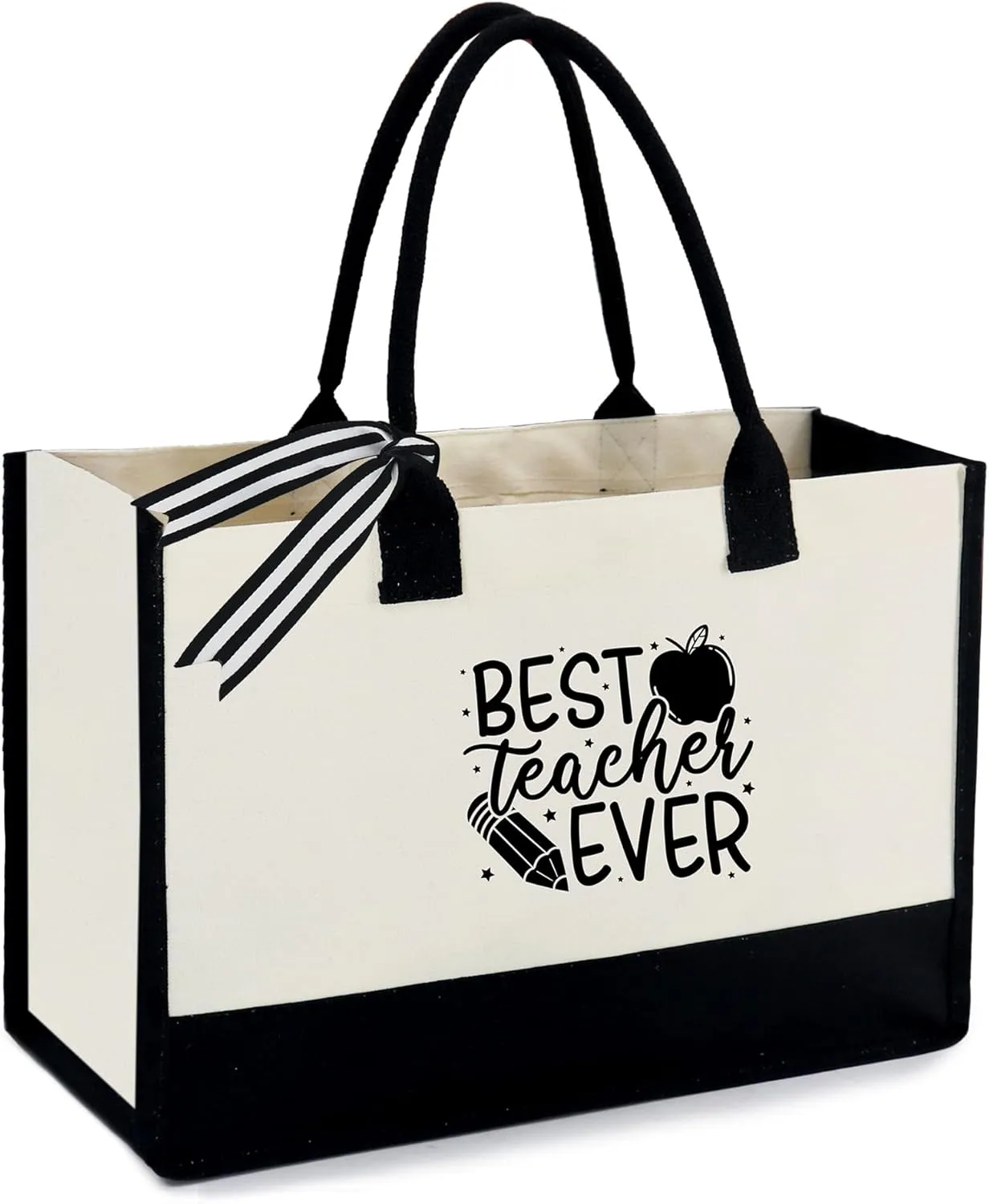 BeeGreen Birthday Gifts For Women 13oz Canvas Tote Bag with Pocket Initial Gifts For Sister Mom Friends Teacher