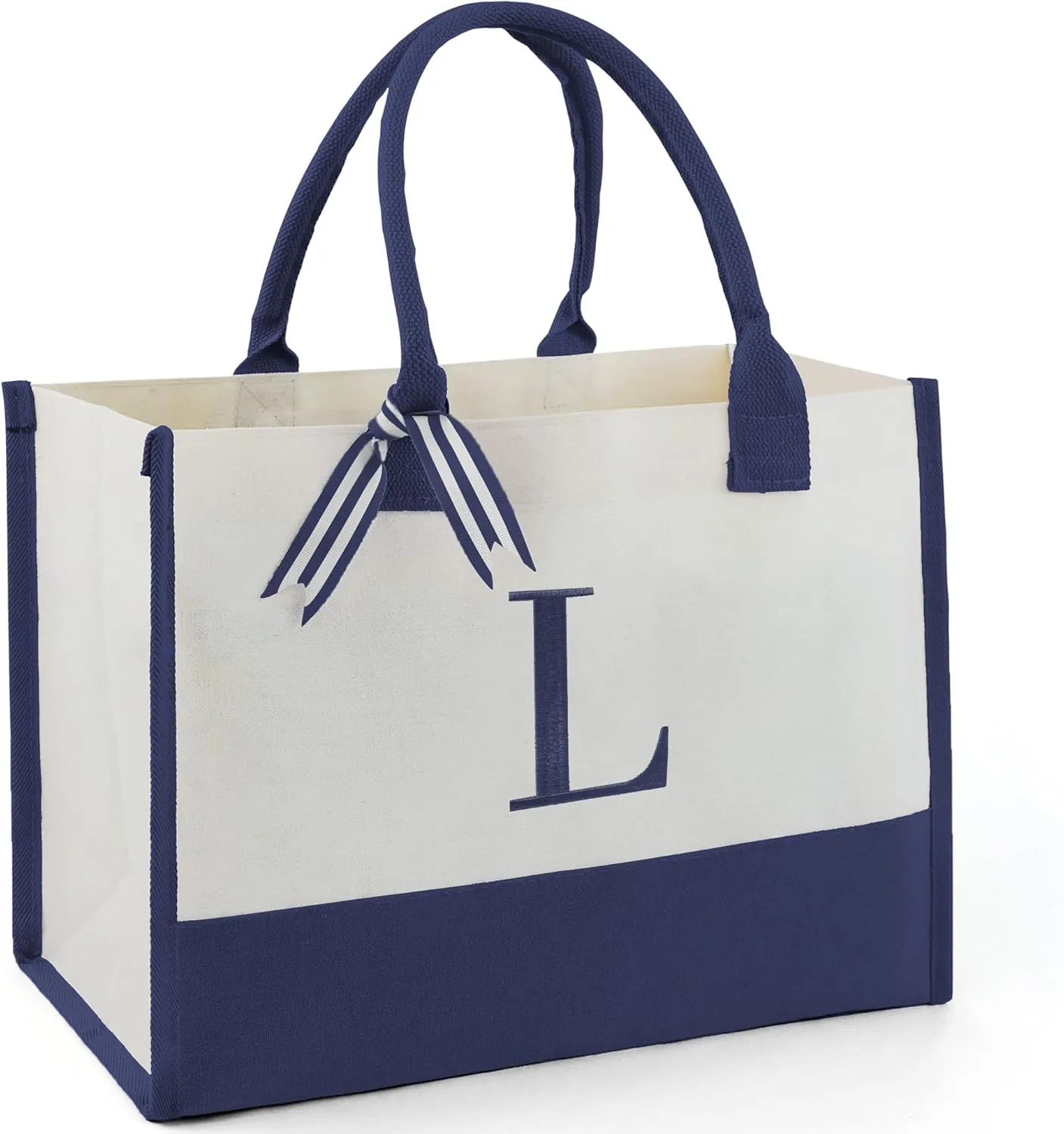 BeeGreen Birthday Gifts For Women 13oz Canvas Tote Bag with Pocket Initial Gifts For Sister Mom Friends Teacher