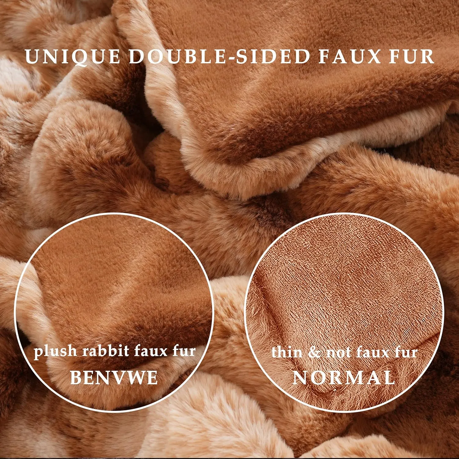 BENVWE Faux Fur Throw Blanket for Couch - Fluffy Soft Thick Bubble Blanket for Living Room Home Decor - Fathers Day Birthday Gifts for Women Men, Tie-dye Caramel, 50" x 60"