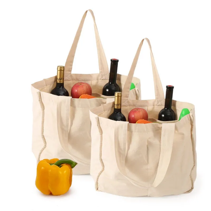 Best Canvas Grocery Shopping Bags with Handles -Grocery Tote Bags-Reusable Shopping Bags-Organic Cotton Washable & Eco-friendly Bags -3 Bags