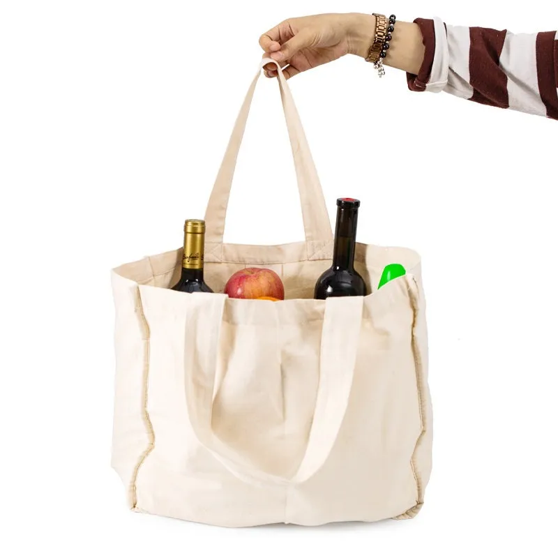 Best Canvas Grocery Shopping Bags with Handles -Grocery Tote Bags-Reusable Shopping Bags-Organic Cotton Washable & Eco-friendly Bags -3 Bags