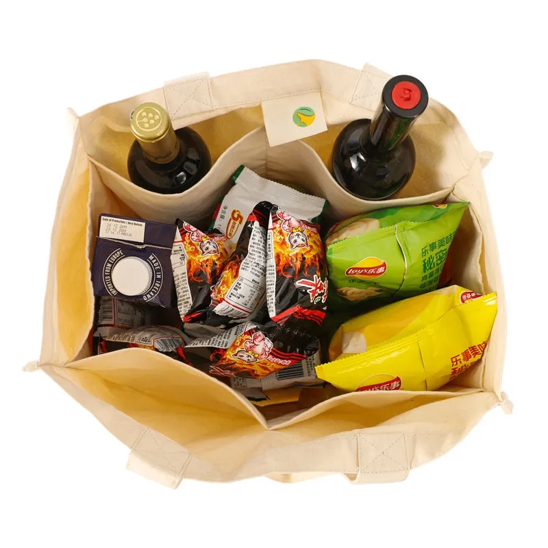 Best Canvas Grocery Shopping Bags with Handles -Grocery Tote Bags-Reusable Shopping Bags-Organic Cotton Washable & Eco-friendly Bags -3 Bags