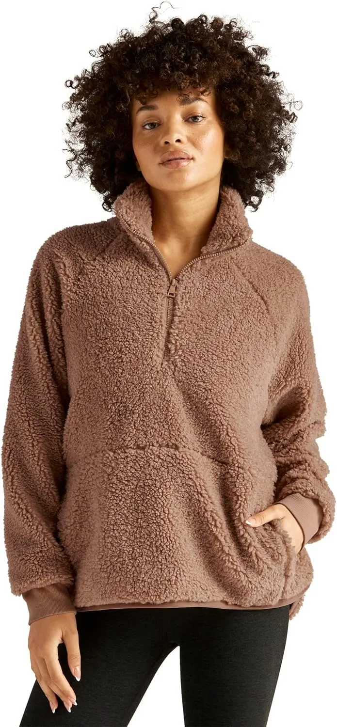 Beyond Yoga Take Flight Sherpa Pullover for Women - Polyester Fabric - Faux Fur Construction - Straight Hem