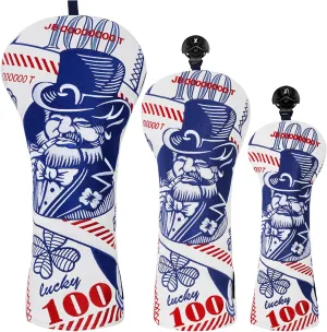Big Teeth One Hundred Dollar Golf Wood Club Covers, Golf Driver Headcover, Driver Fairway Utility Ut Golf Head Cover,Hybrid Headcover Golf Club Protector For Men, $100 Lucky Bill Golf Club Head Covers