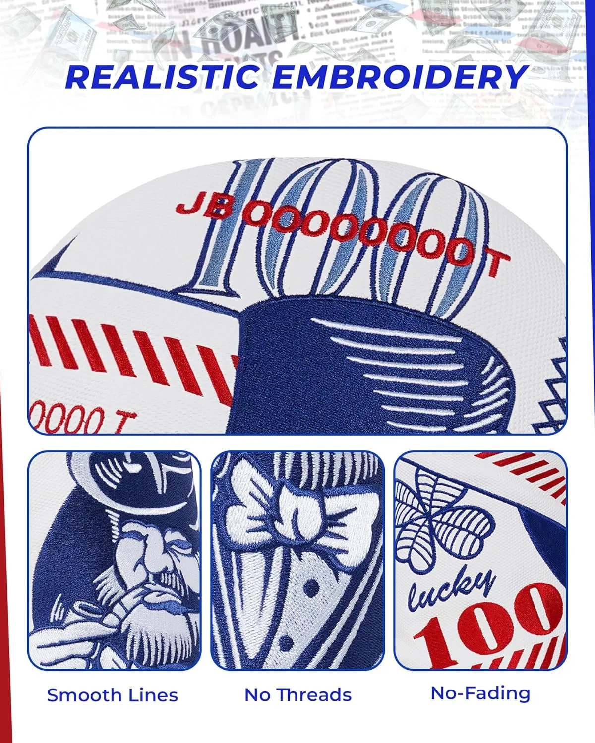 Big Teeth One Hundred Dollar Golf Wood Club Covers, Golf Driver Headcover, Driver Fairway Utility Ut Golf Head Cover,Hybrid Headcover Golf Club Protector For Men, $100 Lucky Bill Golf Club Head Covers