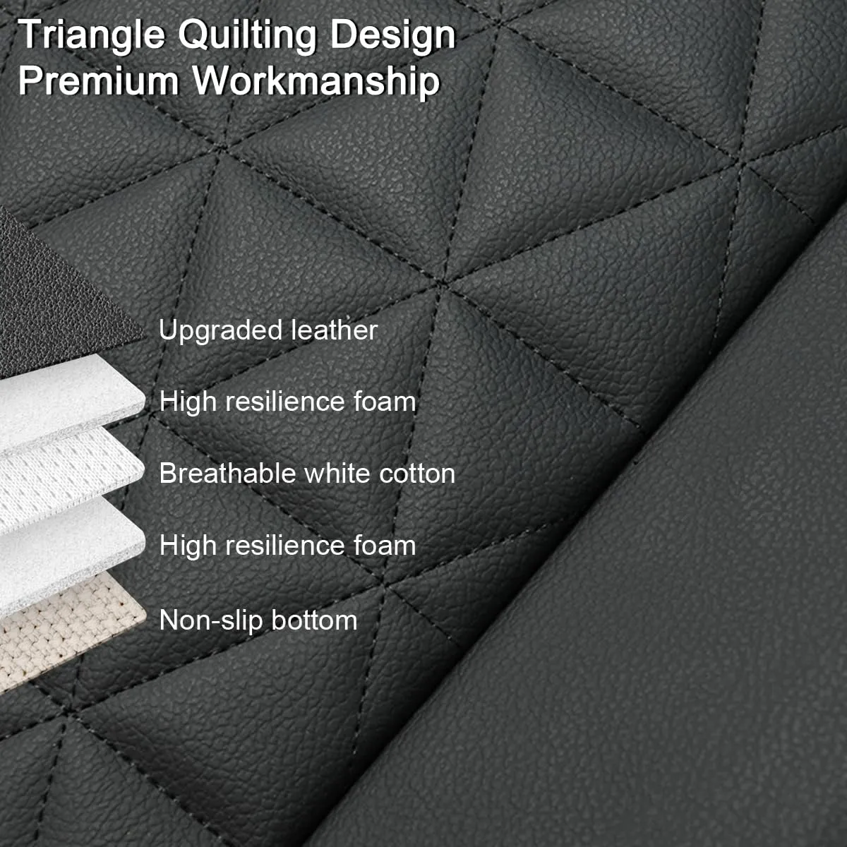 Black Panther 1 Pair Luxury Faux Leather Car Seat Covers Front Bottom Seat Cushion Covers, Anti-Slip and Wrap Around The Bottom, Fit 95% of Vehicles - Black