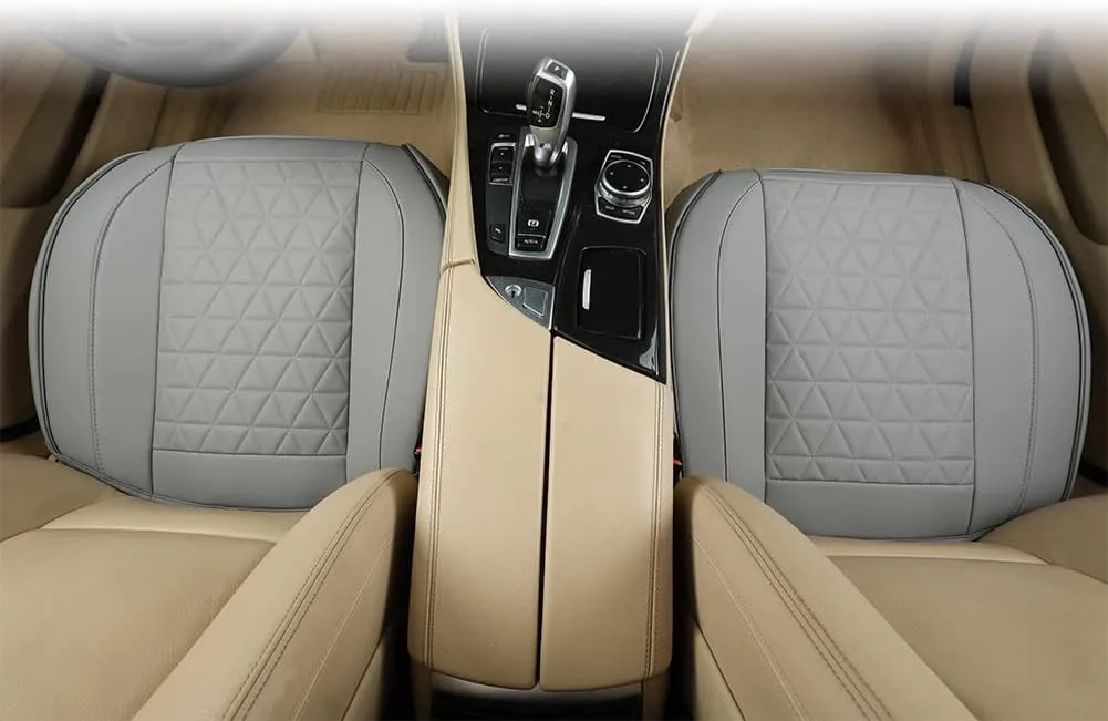 Black Panther 1 Pair Luxury Faux Leather Car Seat Covers Front Bottom Seat Cushion Covers, Anti-Slip and Wrap Around The Bottom, Fit 95% of Vehicles - Grey