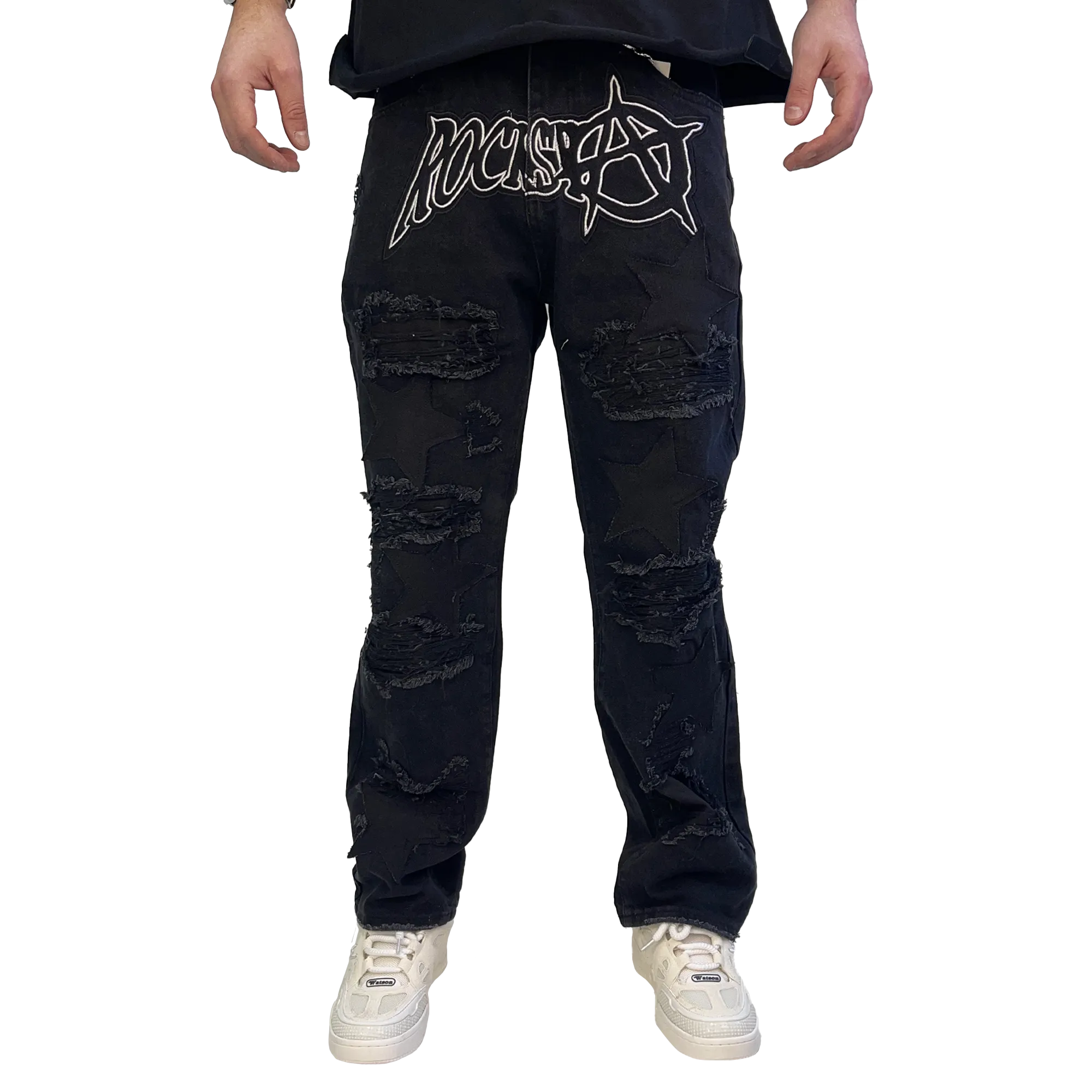 BLACK ROCKSTAR DISTRESSED WATSON DENIM