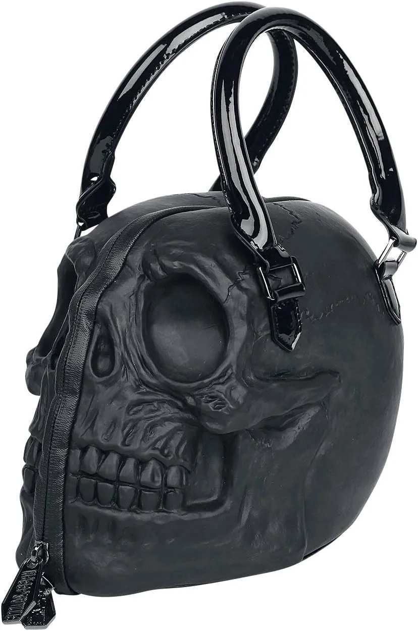 Black Skull Purse Goth Chic Style Kreepsville Latex Bowler Bag Halloween Handbag