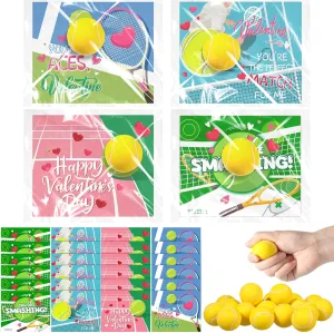 Blosssound 24 Pack Valentine‘s Day Cards with Mini Tennis Stress Balls Squeeze Foam Balls Kids Valentines Greeting Cards for Classroom Exchange Gifts Valentine Party Favors Supplies