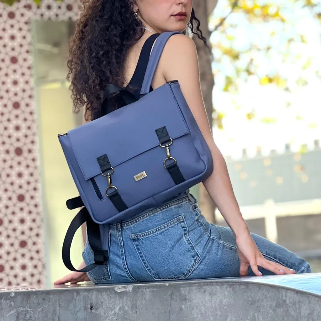 Blue Purple Vegan Leather 'Jaffa' Backpack/Side Bag
