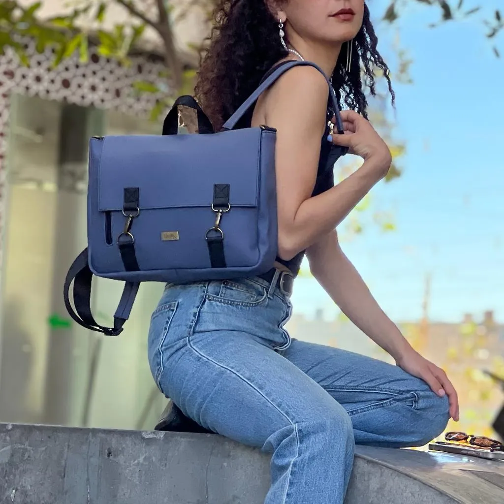 Blue Purple Vegan Leather 'Jaffa' Backpack/Side Bag