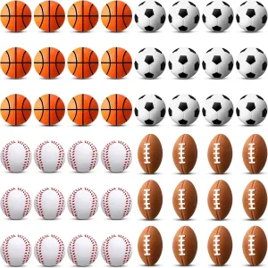 Blulu 48 Pack Sports Stress Balls for Kids Mini Footballs Mini Baseball, Soccer, Basketball, Foam Stress Balls for Anxiety Relief Sport Class Prize and Outdoor Game (2.5 Inch)