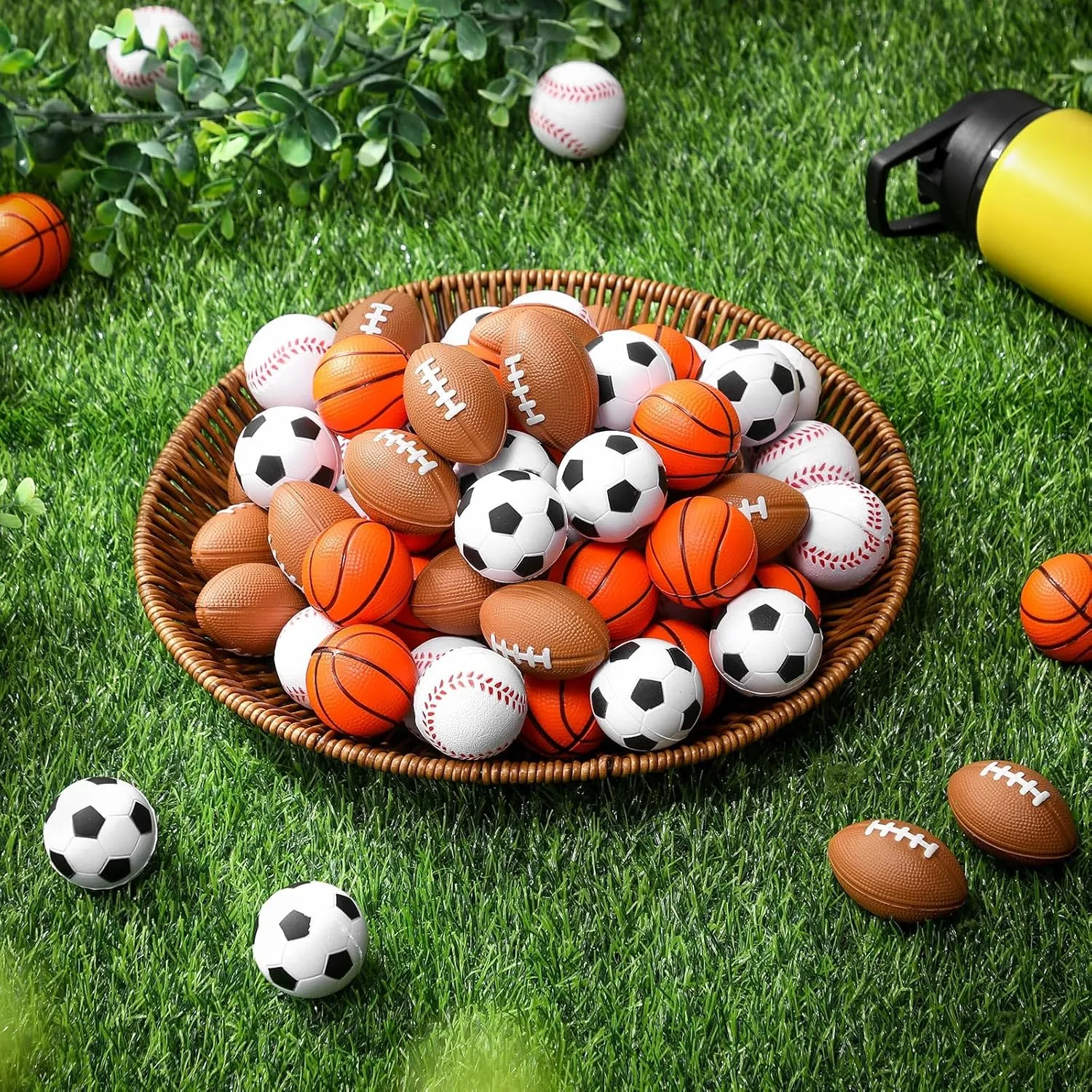 Blulu 48 Pack Sports Stress Balls for Kids Mini Footballs Mini Baseball, Soccer, Basketball, Foam Stress Balls for Anxiety Relief Sport Class Prize and Outdoor Game (2.5 Inch)