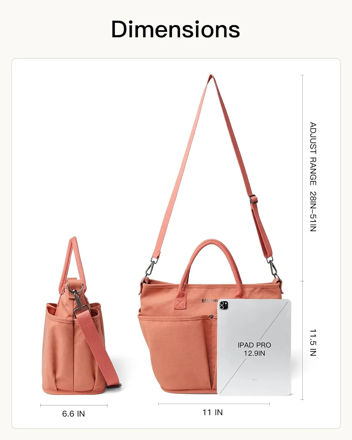Bluome Tote Bag for Women Canvas Tote Bag With Zipper College Gym Tote Medium Travel Work Bags Hobo Handbag Crossbody