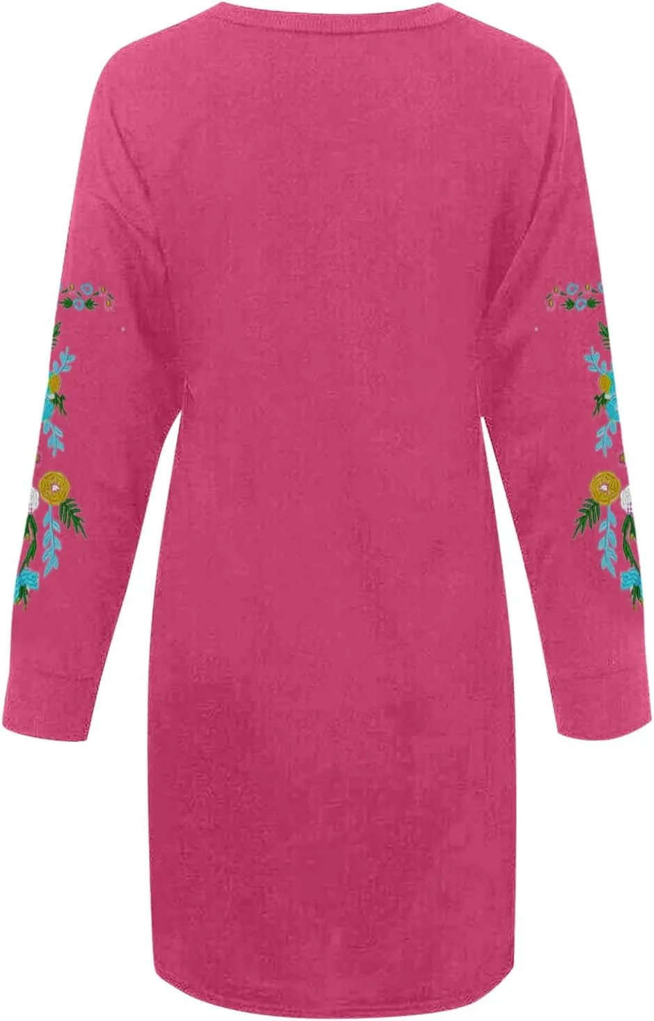Boho Dresses for Women 2024 Long Sleeve Crewneck Aztec Ethnic Western Dress Causal Dressy Ethnic Print Mini Dresses