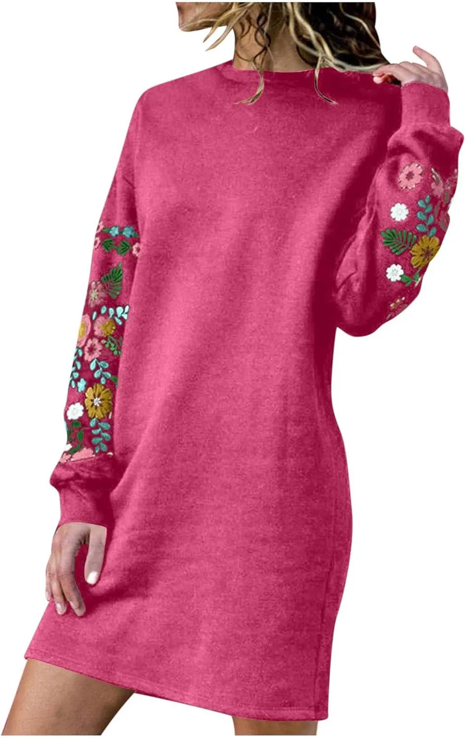 Boho Dresses for Women 2024 Long Sleeve Crewneck Aztec Ethnic Western Dress Causal Dressy Ethnic Print Mini Dresses