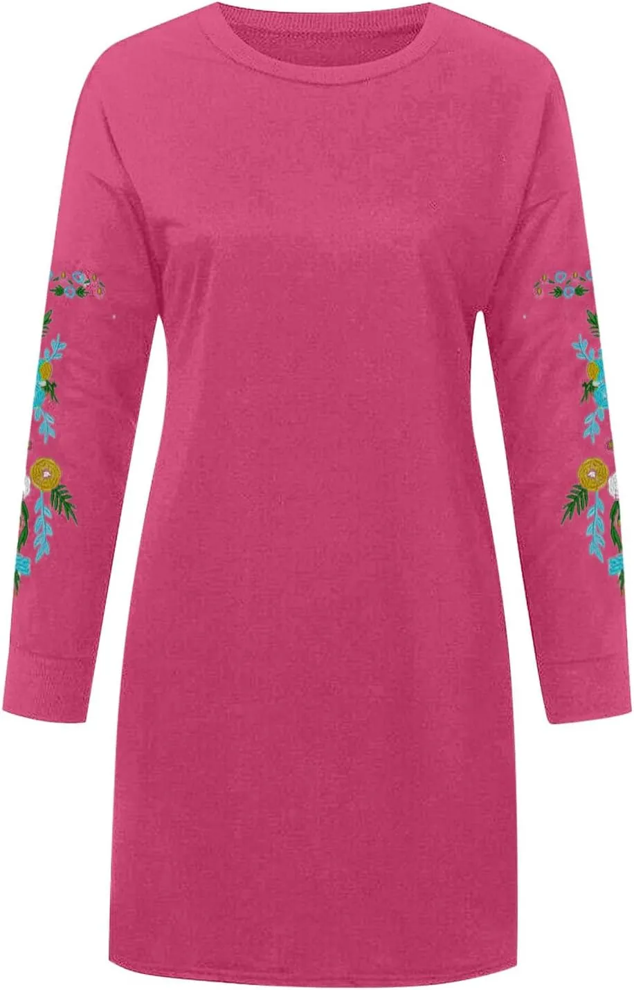 Boho Dresses for Women 2024 Long Sleeve Crewneck Aztec Ethnic Western Dress Causal Dressy Ethnic Print Mini Dresses