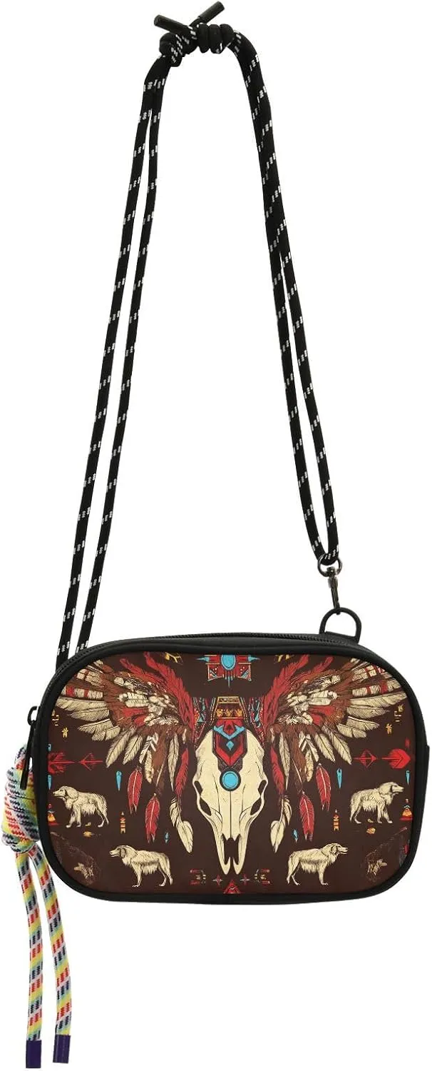 Boho Goat Skeleton Side Purse Crossbody Women Comfort with Adjustable Strap Messenger Bag Crossbody For Hiking Traveling