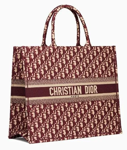 Book Tote Bag in Embroidered Oblique Canvas - Red or Dark Blue