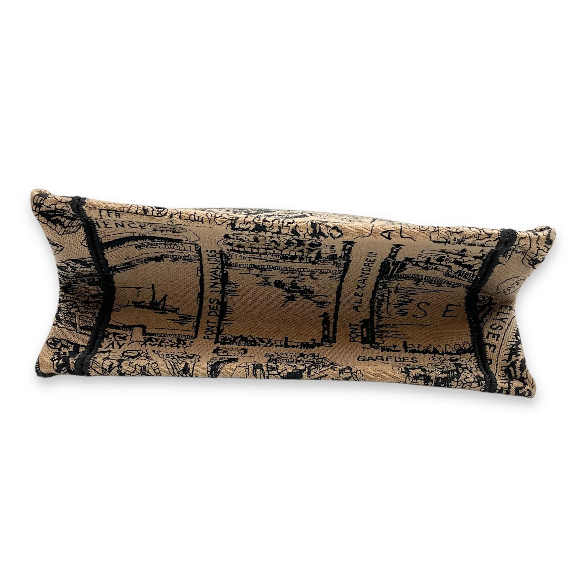 Book Tote Small Beige/Black, Plan De Paris Embroidery in Canvas