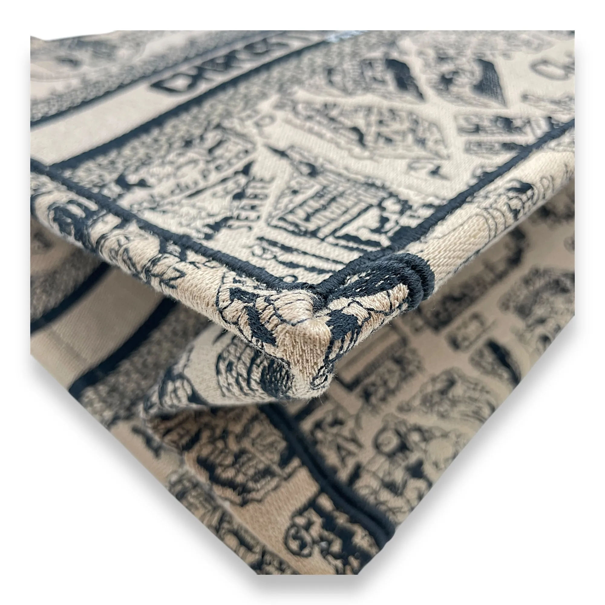 Book Tote Small Beige/Black, Plan De Paris Embroidery in Canvas