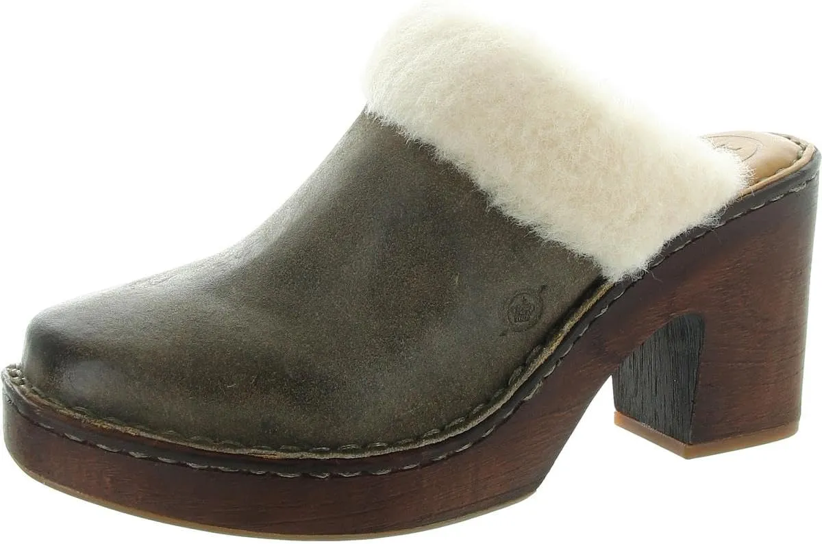 BORN Womens Hope Faux Fur Lined Nubuck Mules