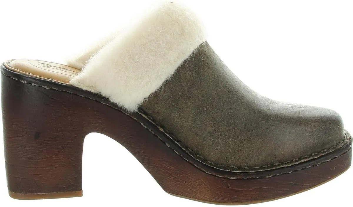 BORN Womens Hope Faux Fur Lined Nubuck Mules