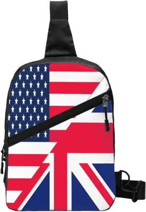 British UK England English American Flag Crossbody Bag Portable Sling Bags Foldable Chest Daypack Reusable Sports Shoulder Backpack Diagonally Casual Rucksack Travel Bag