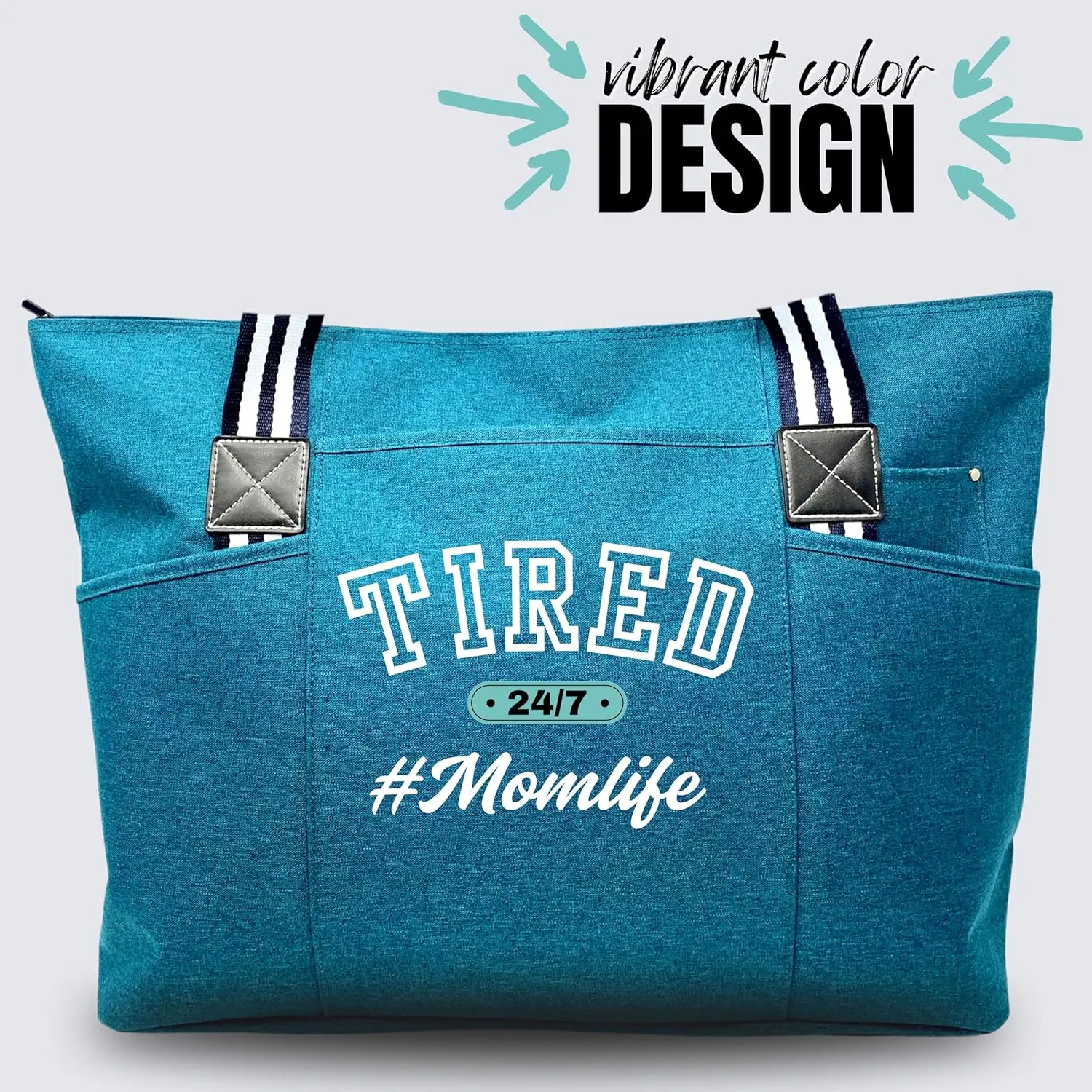 Brooke & Jess Designs Mom Bags for Everyday - Bags for Women with Zipper, Large Stylish Travel Bag, Work Bag