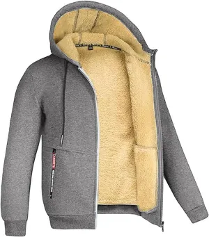BTDECLAR Unisex Hoodies Oversized Fleece Lined Long Sleeve Sweatshirt Casual Warm Drawstring Lightweight Zipper 2024 Trendy