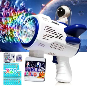 Bubble Gun Machine for Kids - Space Bubble Blower with LED Light - Bubble Toys for Toddlers 3-8, Bubble Gun Blaster Party Favors, Summer Toy, Outdoors, Birthday Gift