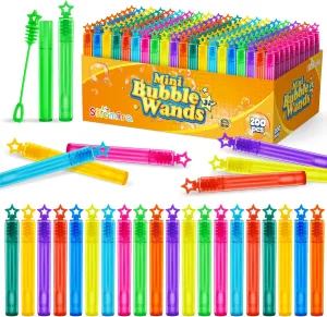 Bubble Wand, 200 Pieces Mini Bubble Wands Bulk in 10 Colors, Bubbles Party Favors Bulk for Kids, Summer Toys for Girls & Boys, Carnival Prizes, Themed Birthday, Wedding, Indoor Outdoor Activity